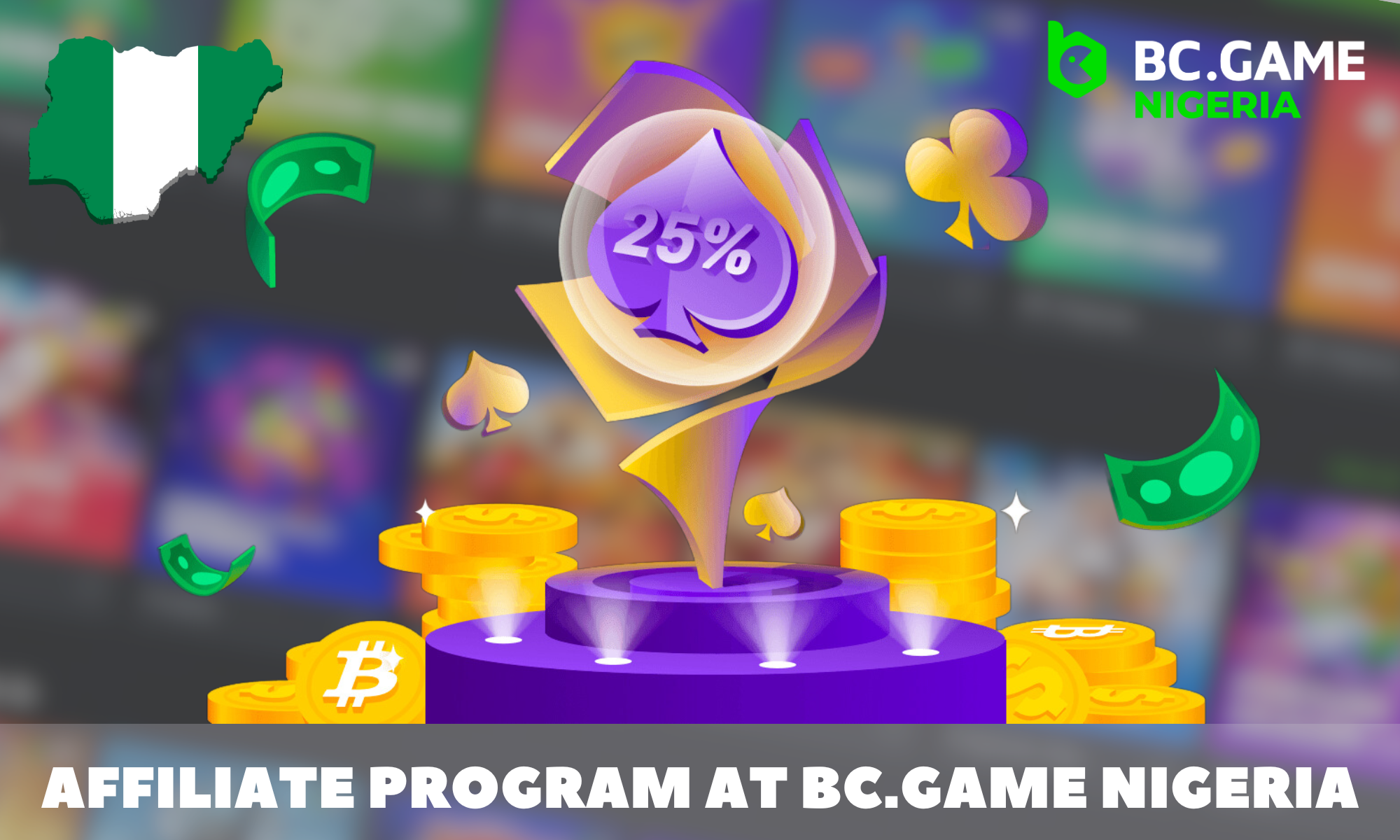 BC.GAME Nigeria has an affiliate program that allows everyone who has their own source of traffic to promote casino services and make a profit from it