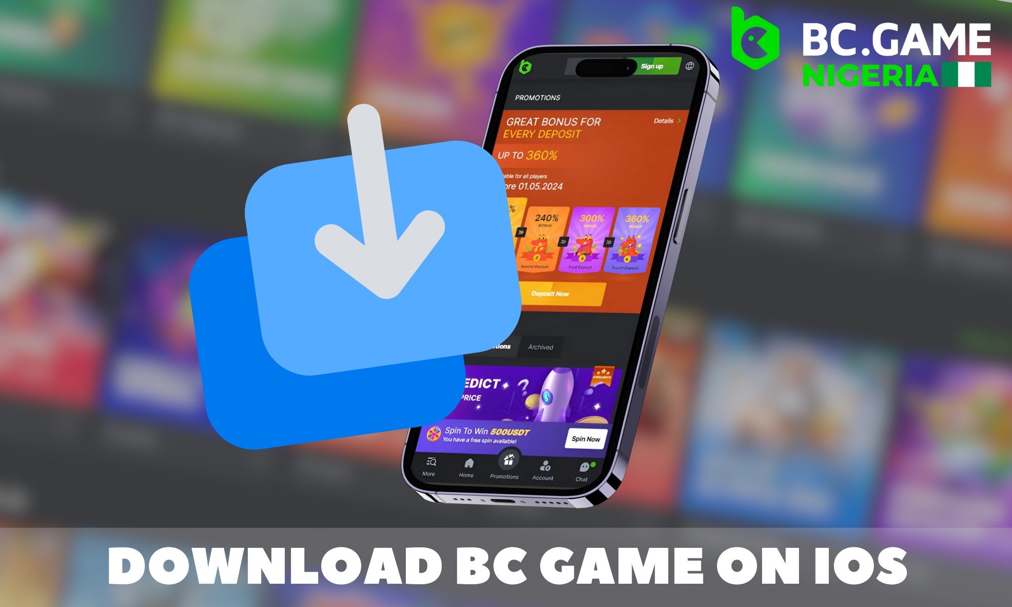 Step-by-step instructions for downloading the BC Game app on IOS