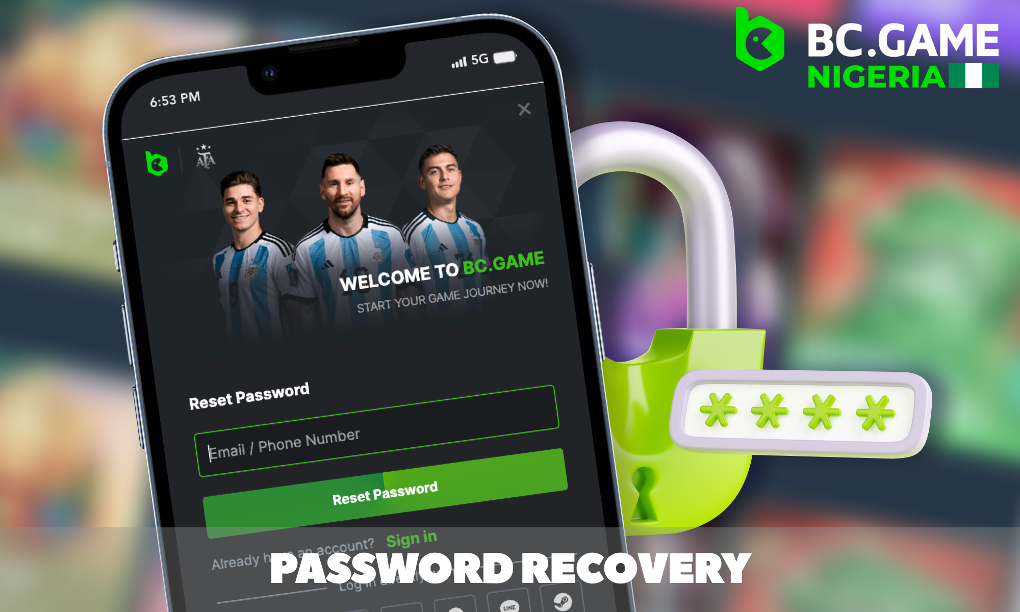 BC Game Nigeria - Password recovery