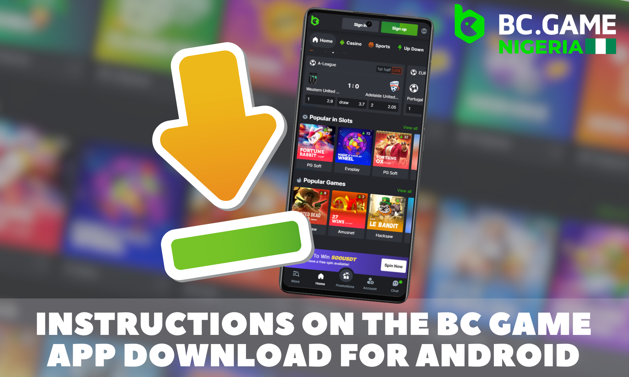 Step by step instructions on how to download the BC Game app for Android