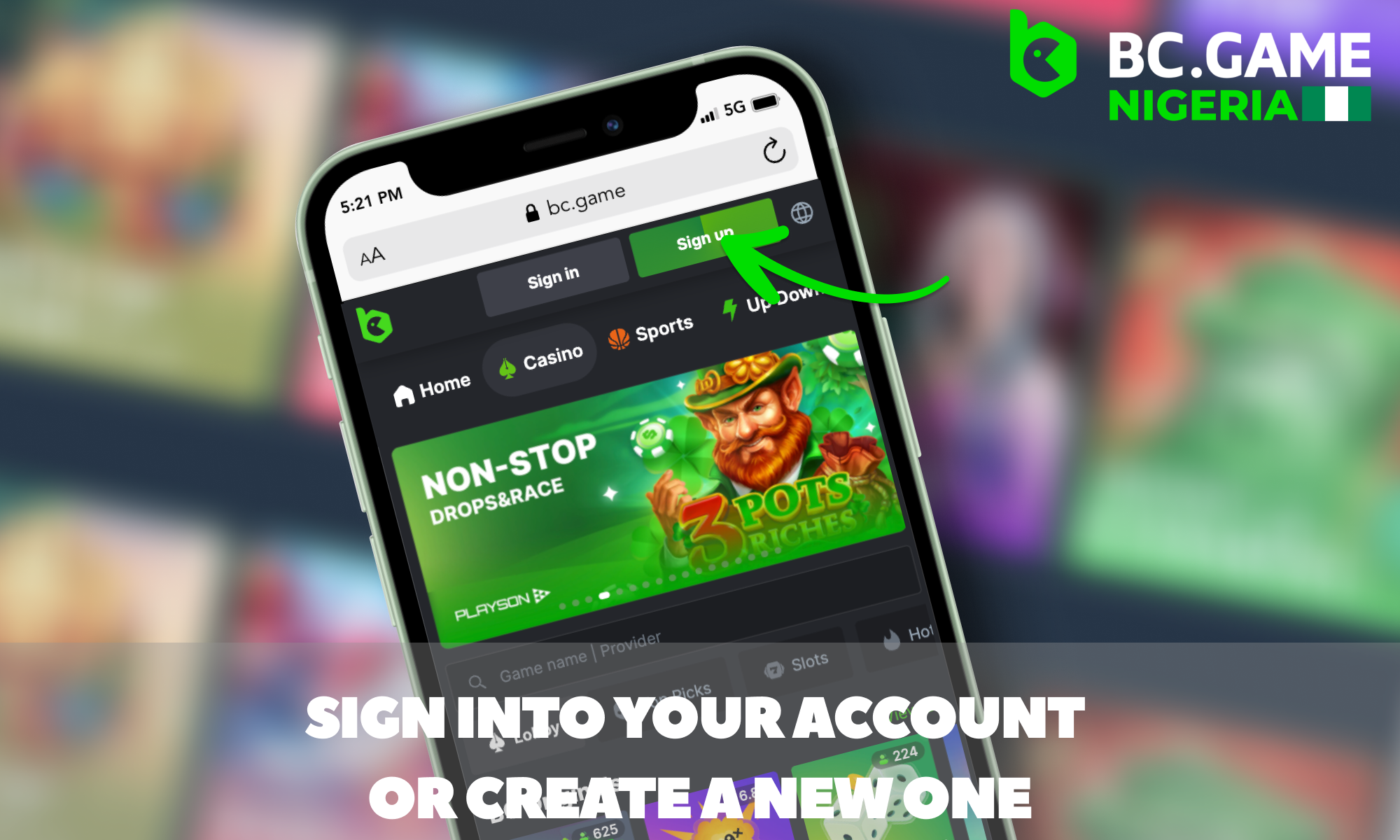 Sign in to start betting at BC Game Nigeria