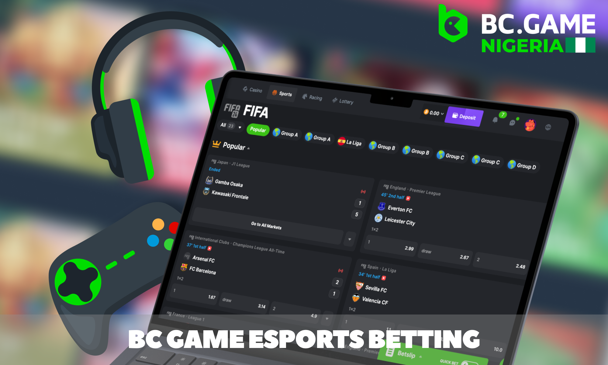 Esports betting for Nigerians at BC Game