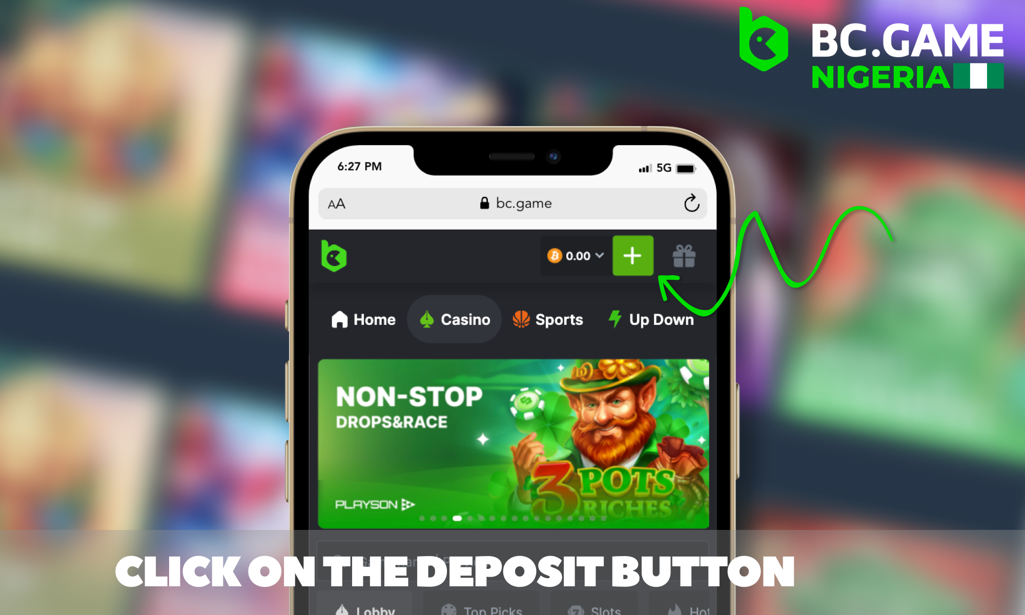 Go to the Deposit section at the BC Game Nigeria site