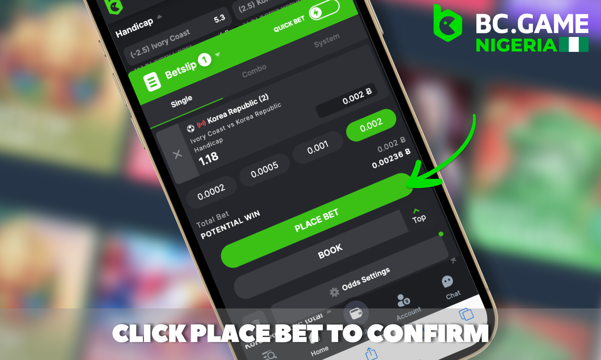Confirm your bet at the BC Game Nigeria site