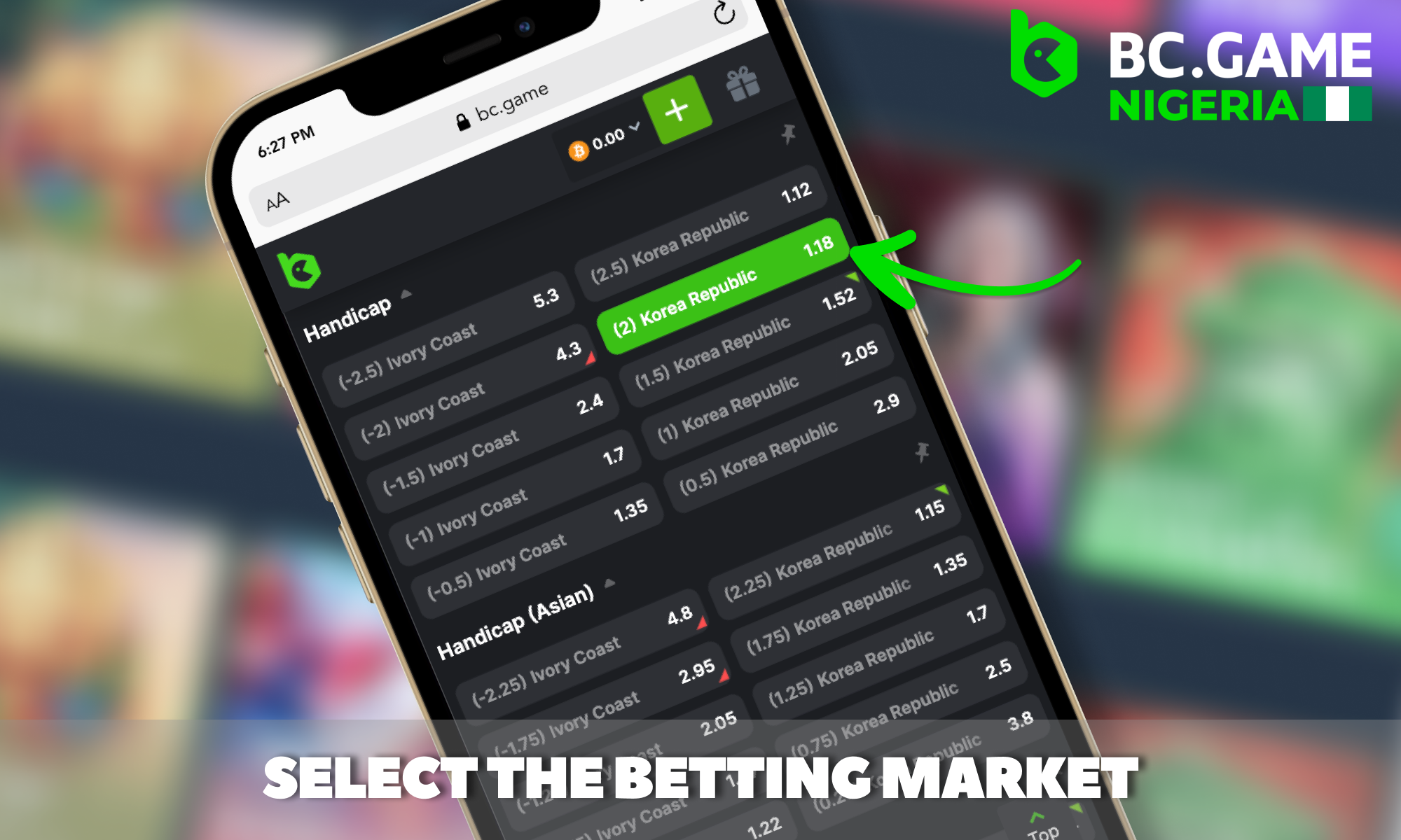 BC Game Nigeria - Select the market