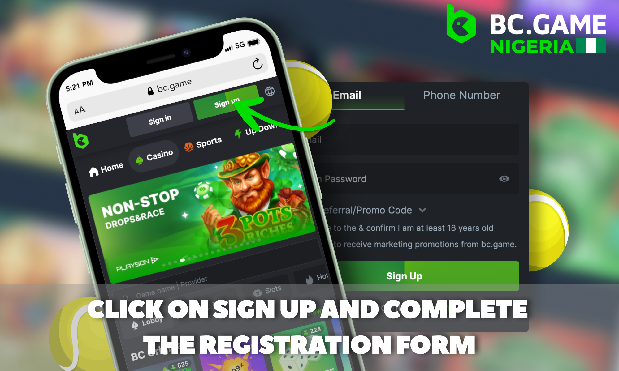 Sign up at the BC Game Nigeria