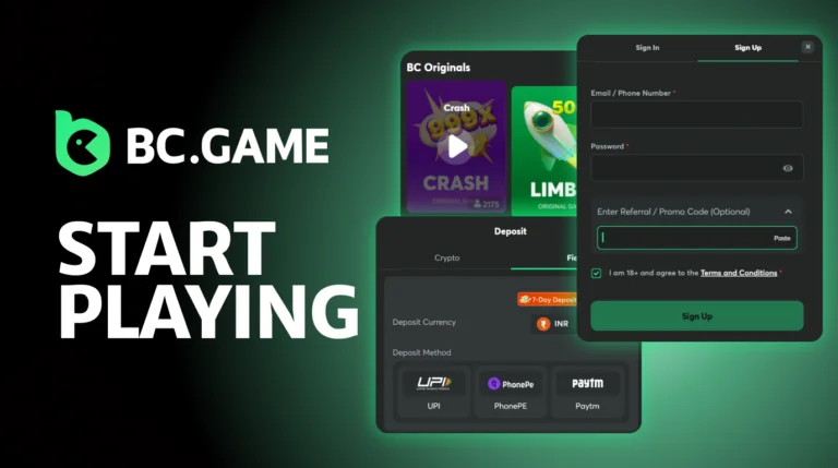 BC.Game registration process showing how new users in India can begin their online gaming experience.